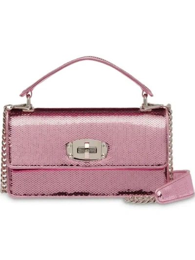 Shop Miu Miu Miu Cleo Sequin Shoulder Bag In F0028 Pink