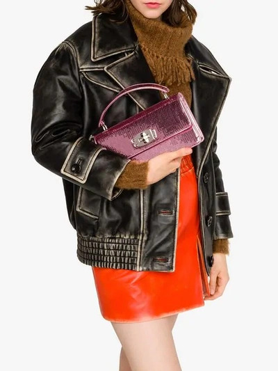 Shop Miu Miu Miu Cleo Sequin Shoulder Bag In F0028 Pink