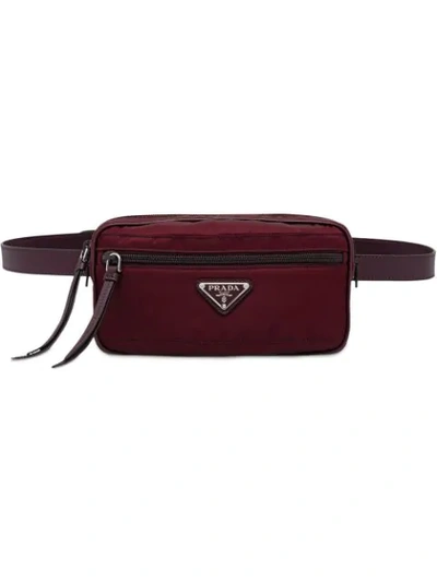 Shop Prada Fabric And Leather Belt Bag In Red