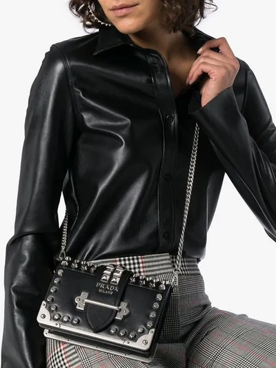Shop Prada Black Cahier Small Leather Cross-body Bag In F0002 Black