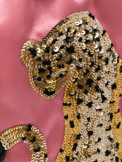 sequinned leopard drawstring bag