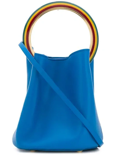 Shop Marni Pannier Bucket Bag In Blue