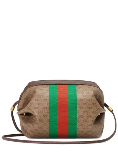 Shop Gucci Mini Gg Bag With Web And Butterfly In Brown