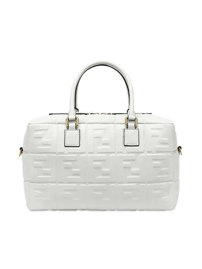 Shop Fendi Boston Small Tote Bag In White