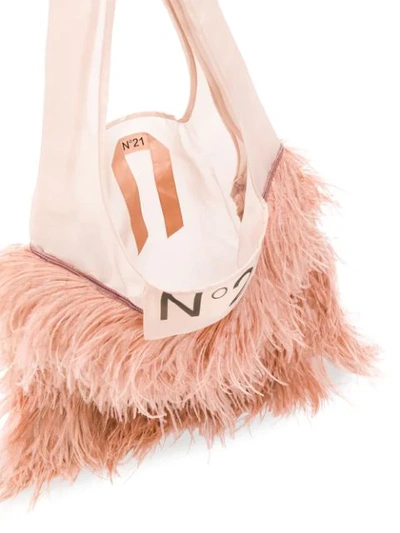 Shop N°21 Classic Shopper With Feathers In Neutrals