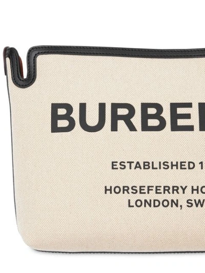 Shop Burberry Logo Print Clutch Bag - Nude In Neutrals