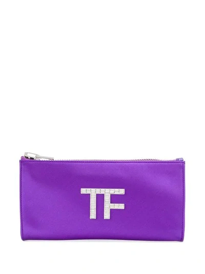 Shop Tom Ford Tf Logo Clutch Bag - Purple