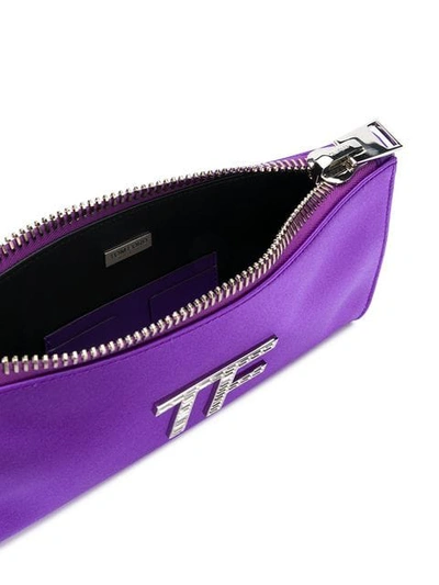 Shop Tom Ford Tf Logo Clutch Bag - Purple