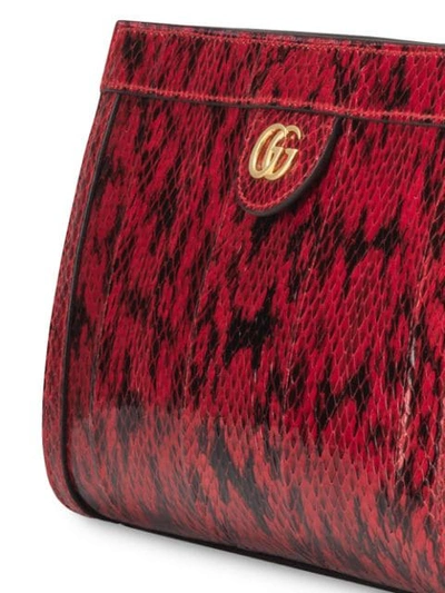 Shop Gucci Small Snake Skin Shoulder Bag In Red