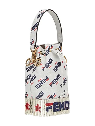 Shop Fendi Mania Mon Tresor Bag In F0qvl-white+soft Gold