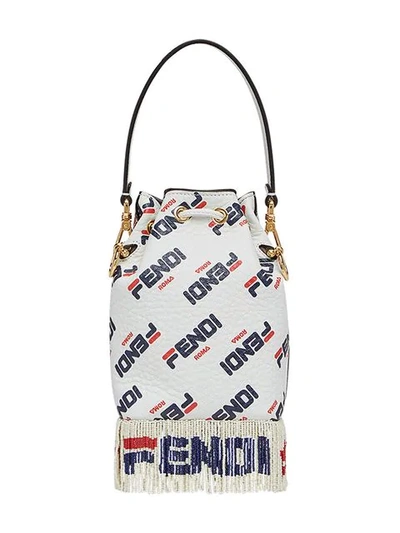 Shop Fendi Mania Mon Tresor Bag In F0qvl-white+soft Gold