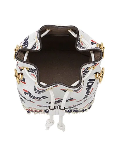 Shop Fendi Mania Mon Tresor Bag In F0qvl-white+soft Gold