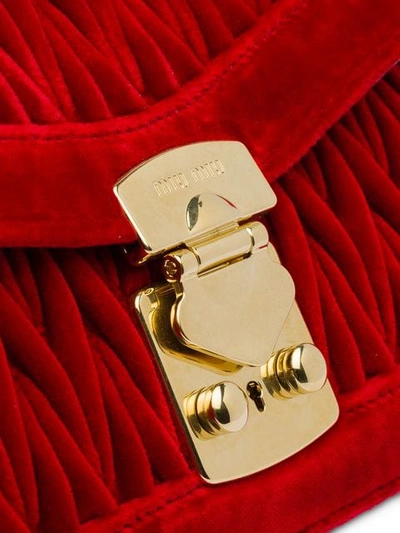 Shop Miu Miu Miu Confidential Matelassé Velvet Bag In Red