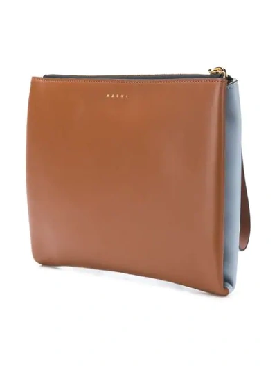 Shop Marni Square Shaped Clutch In Brown