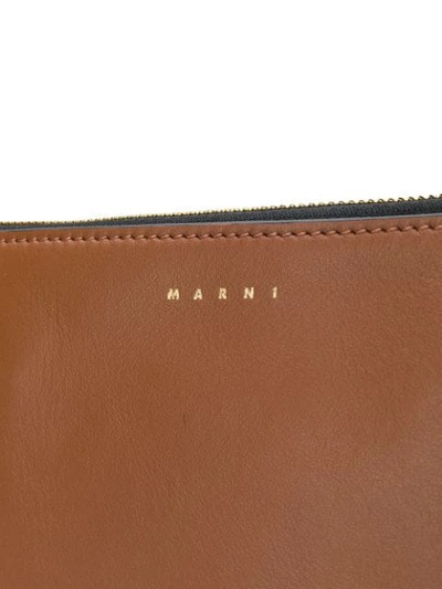 Shop Marni Square Shaped Clutch In Brown