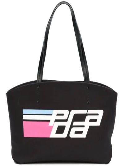 Shop Prada Small Canapa Logo Tote - Black