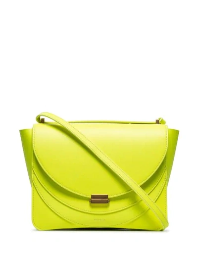 Shop Wandler Neon Yellow Luna Leather Shoulder Bag