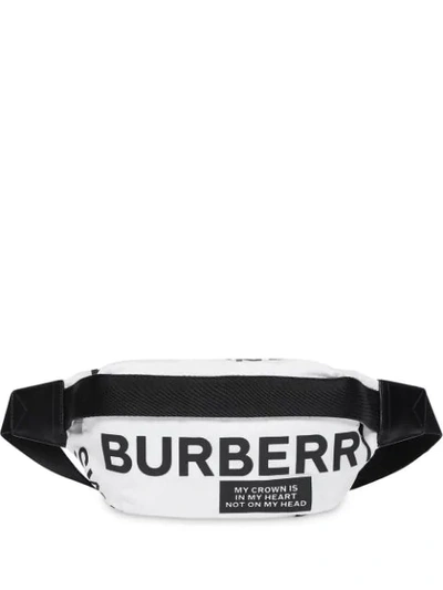 Shop Burberry Logo Print Belt Bag In White