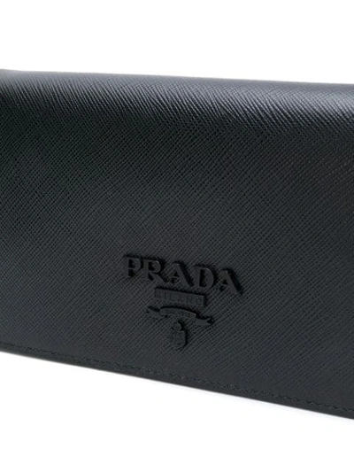 Shop Prada Logo Flap Shoulder Bag In Black
