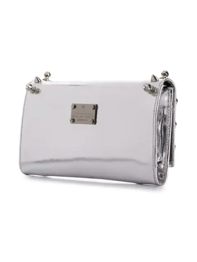 Shop Philipp Plein Studs Clutch Bag In Grey