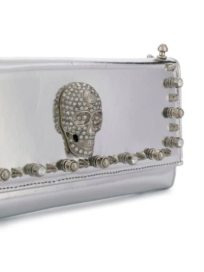 Shop Philipp Plein Studs Clutch Bag In Grey