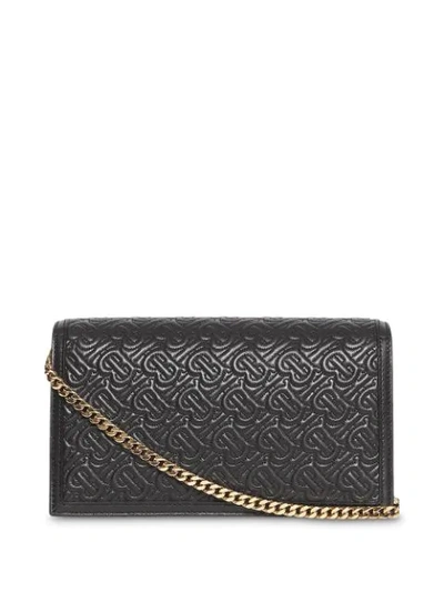 Shop Burberry Small Quilted Monogram Tb Envelope Clutch In Black