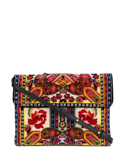 Shop Etro Embroidered Foulard Bag In Black