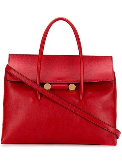 Shop Marni Caddy Tote Handbag In Red