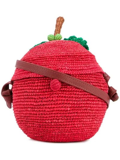 Shop Sensi Studio Apple Woven Bag In Red