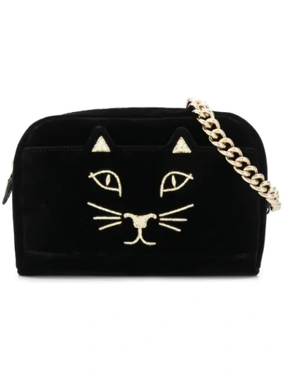 Shop Charlotte Olympia Embroidered Kitty Belt Bag In Black
