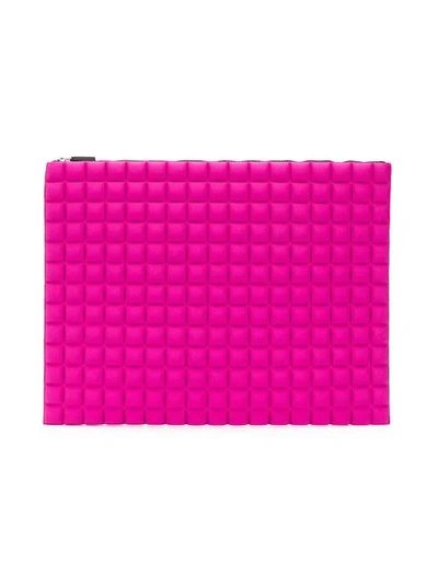 Shop No Ka'oi Chocolate Bar Quilted Clutch In 18 Fuxia