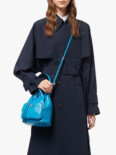 Shop Prada Leather Bucket Bag In F072p Voyage Blue