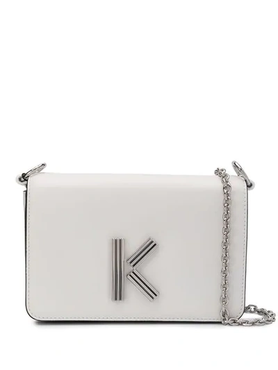 Shop Kenzo K Plaque Shoulder Bag In 01 Blanc