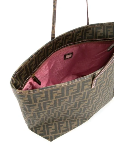 Pre-owned Fendi Zucca Pattern Tote Bag In Brown