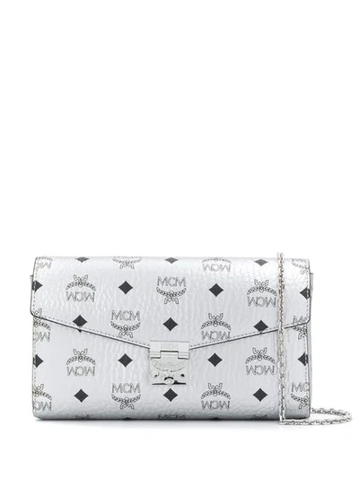 Shop Mcm Millie Flap Crossbody Bag In Silver