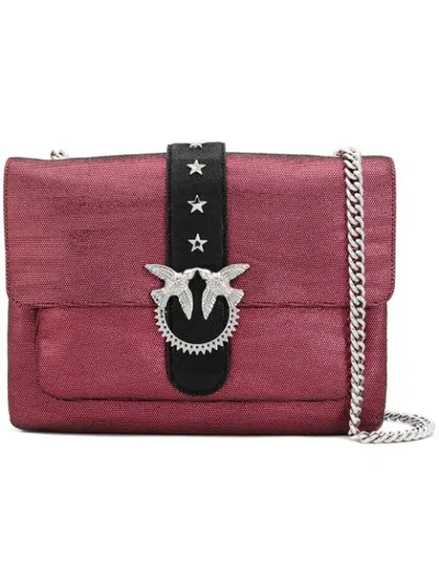 Shop Pinko Big Love Zebra Metal Shoulder Bag In Pink
