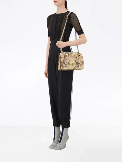 Shop Fendi Kan I Floral Print Shoulder Bag - Neutrals