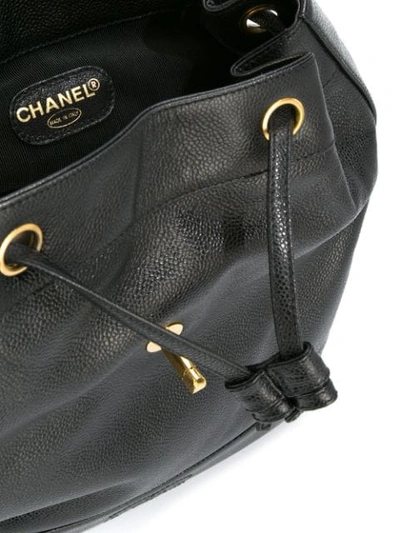 Pre-owned Chanel 1994-1996 Cc Embroidered Chain Backpack In Black