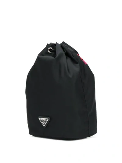 Shop Prada Rose Lightening Bucket Bag In Black