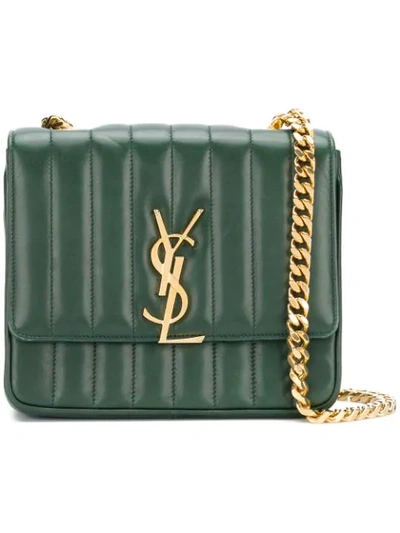 Shop Saint Laurent Medium Vicky Chain Bag In Green