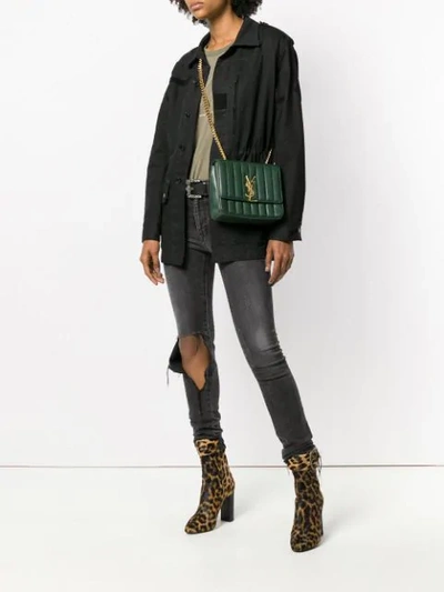 Shop Saint Laurent Medium Vicky Chain Bag In Green