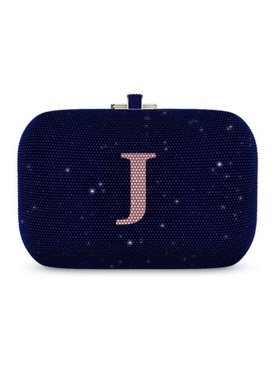 Shop Judith Leiber Slide Lock Customizable Monogram Bag In Blue