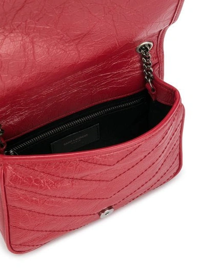 Shop Saint Laurent Vicky Chain Bag In Red