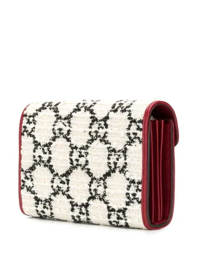 Shop Gucci Dionysus Gg Tweed Clutch In Red ,white