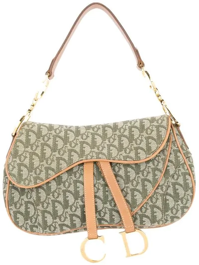 Pre-owned Dior  Saddle Shoulder Bag In Green, Beige