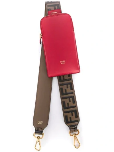 Shop Fendi Phone Pouch Shoulder Strap In Brown