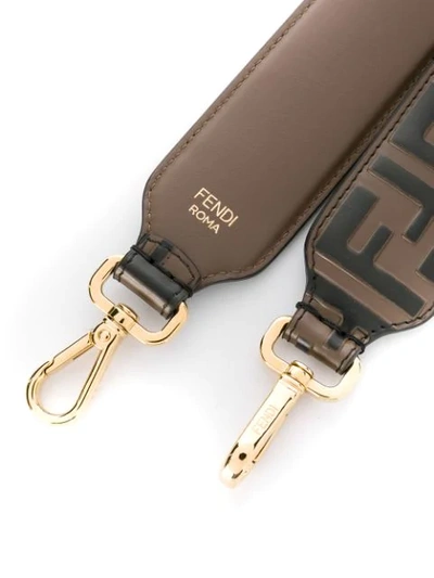 Shop Fendi Phone Pouch Shoulder Strap In Brown