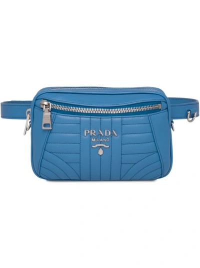 Shop Prada Diagramme Leather Belt Bag In Blue