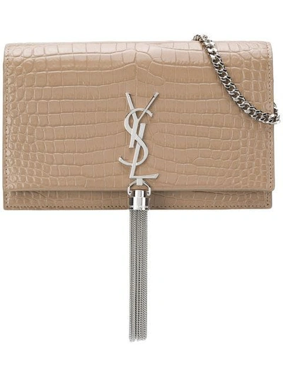 Shop Saint Laurent Kate Tassel Bag In 2332 Light Taupe