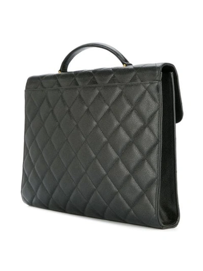Pre-owned Chanel Vintage Quilted Cc Briefcase - Black